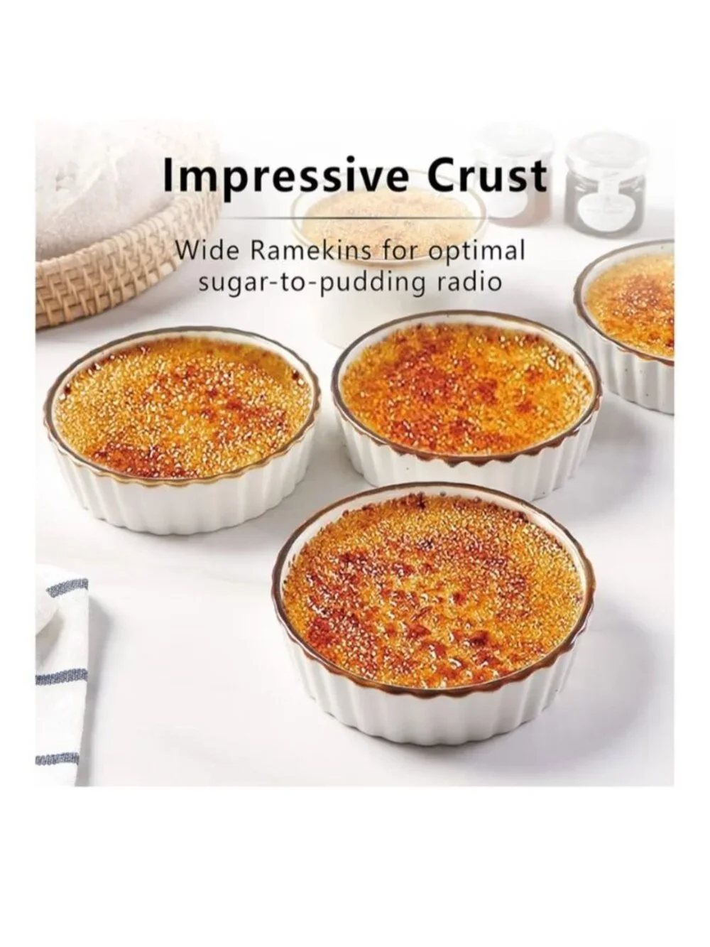 4 Oz Ceramic Creme Brulee Ramekins 6 Pc Oven Safe Dessert Bowls Soufflés Custard